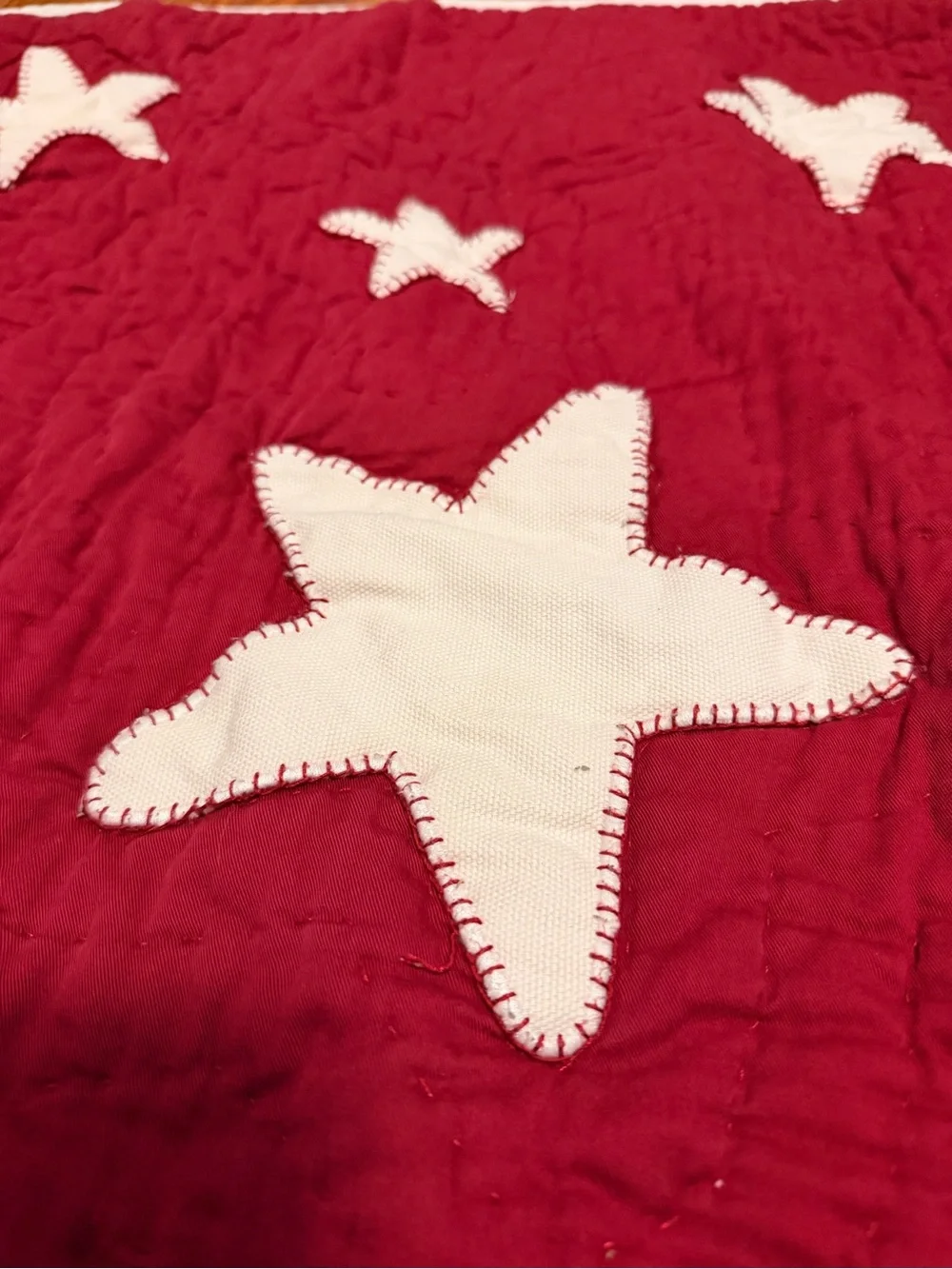 Pottery Barn Kids Red Star 100% Cotton Crib Quilt And Sham Vintage 2006